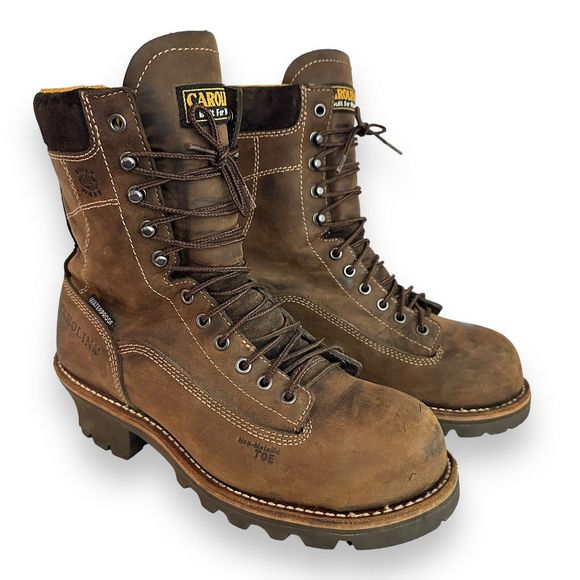 Carolina Composite Toe 8” Logger Boots CA7522 Mens 8.5 D Resistant Waterproof - Picture 1 of 11